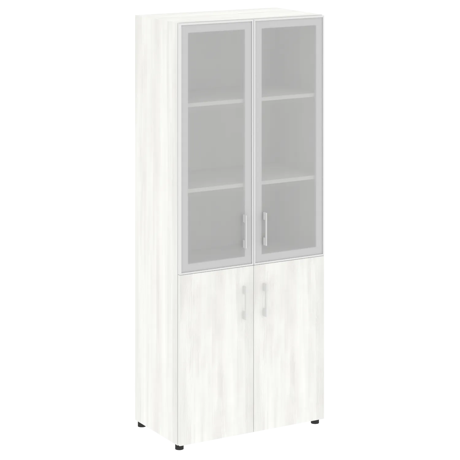 Шкаф высокий широкий (2 низких фасада ЛДСП + 2 средних фасада стекло в раме) Yalta LT.ST-1.2 R  снежная патина